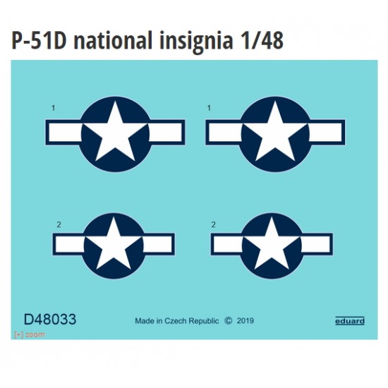 1/48 North American P-51D Mustang National Insignia Decals for Eduard kits