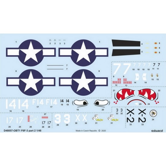 1/48 Grumman F6F-3 Hellcat Part. 2 Decals for Eduard kits