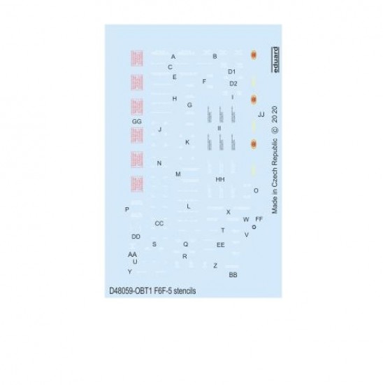 1/48 Grumman F6F-5 Hellcat Stencils Decals for Eduard kits