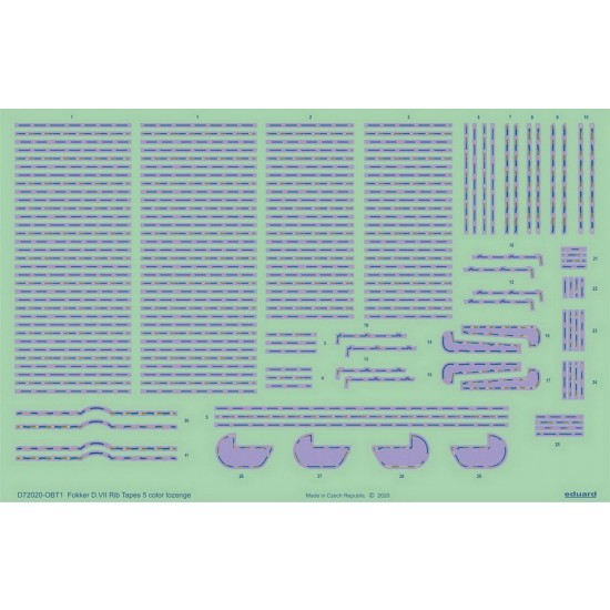 1/72 Fokker D.VII Rib Tapes 5 Colour Lozenge Decals for Eduard kits