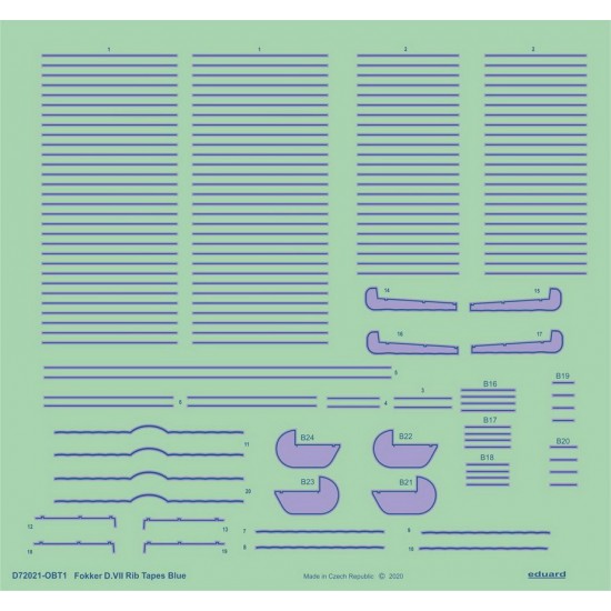 1/72 Fokker D.VII Rib Tapes Blue Decals for Eduard kits