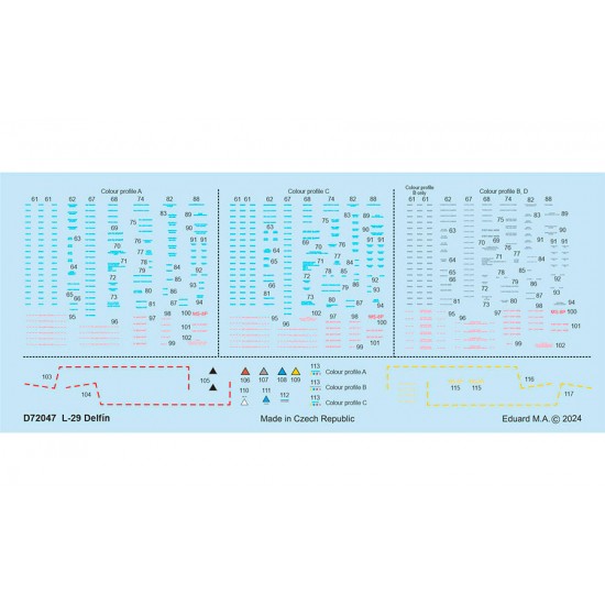 1/72 Aero L-29 Delfin Stencils Decal for Eduard/AMK kits