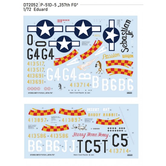 1/72 P-51D-5 Mustang 357th FG Decal for Eduard kits