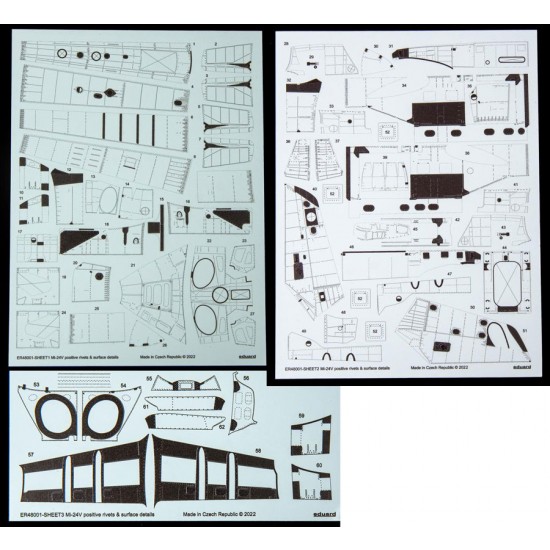 1/48 Mil Mi-24V Positive Rivets & Surface Details Decals for Zvezda kits