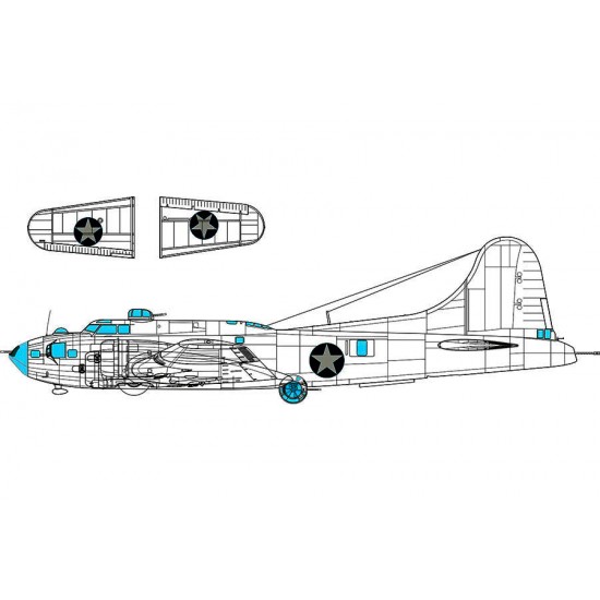 1/48 US B-17F Flying Fortress National Insignia Rounded Paint Masks for Eduard kits