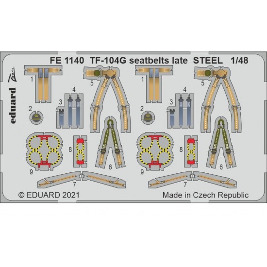 1/48 Lockheed TF-104G Starfighter Seatbelts Late Steel Detail Set for Kinetic kits