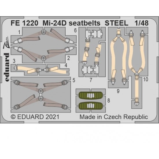 1/48 Mil Mi-24D Seatbelts Detail Set for Eduard/Zvezda kits