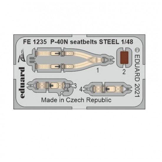 1/48 Curtiss P-40N Warhawk Seatbelts Detail set for Academy kits