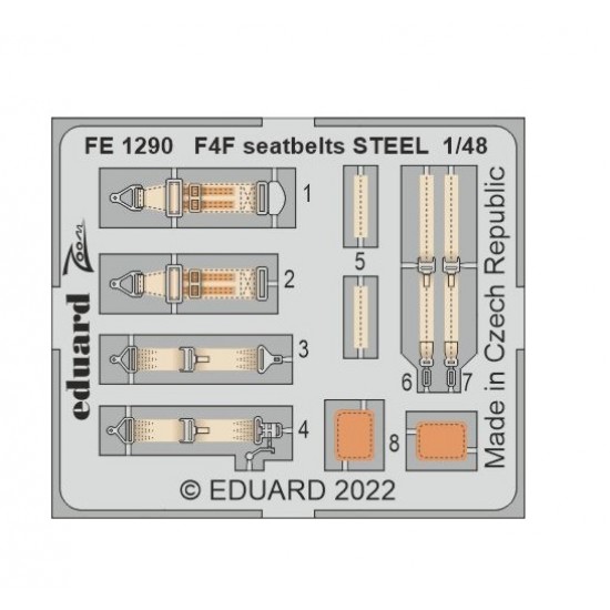 1/48 Grumman F4F Wildcat Seatbelts Detail set for Eduard kits