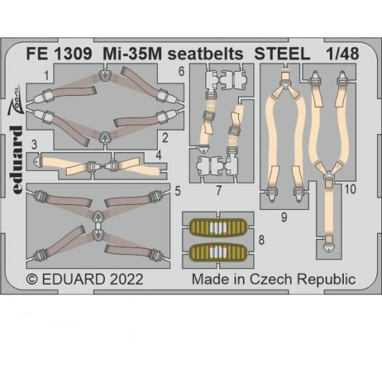 1/48 Mil Mi-35M Attack Helicopter Seatbelts for Zvezda kits