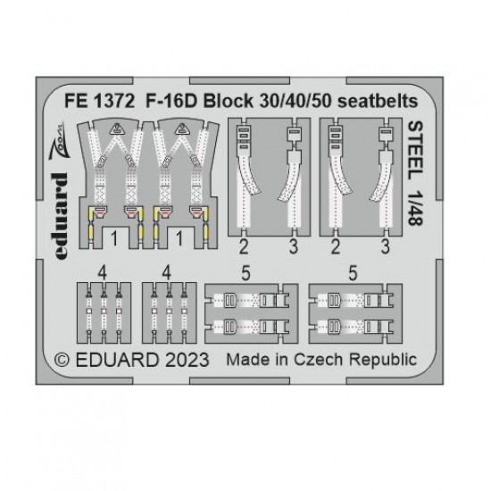 1/48 General Dynamics F-16D Fighting Falcon Block 30/40/50 Seatbelts for Kinetic kits