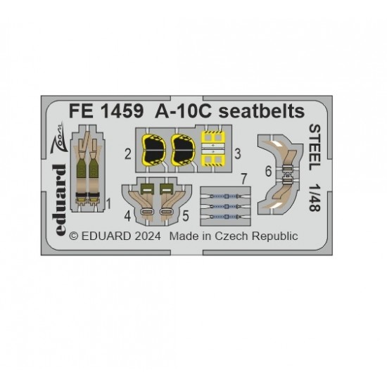 1/48 A-10C Thunderbolt II Seatbelts Colour PE sheet for Great Wall Hobby kits