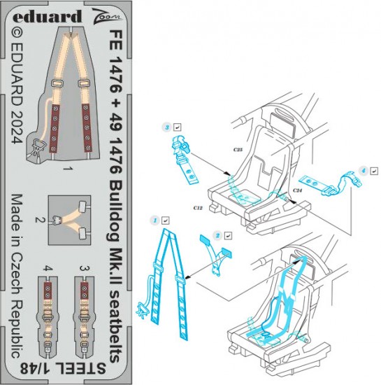 1/48 Bristol Bulldog Mk.II Seatbelts PE for Airfix kits