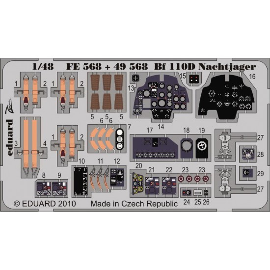 1/48 Messerschmitt Bf-110D Nachtjager Interior Detail Set for Dragon/Cyber Hobby