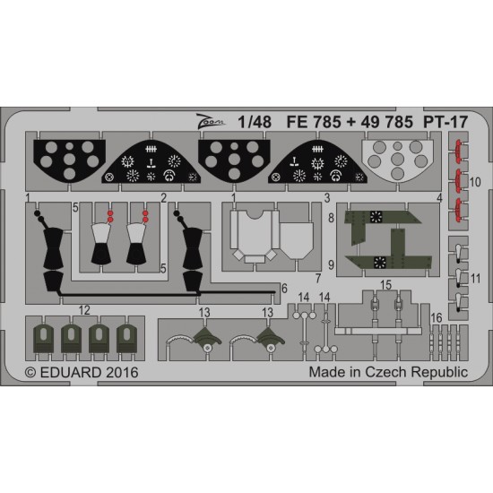 1/48 Stearman PT-17 Kaydet Interior Detail Set for Revell kit 03957 (1 Photo-Etched Sheet)