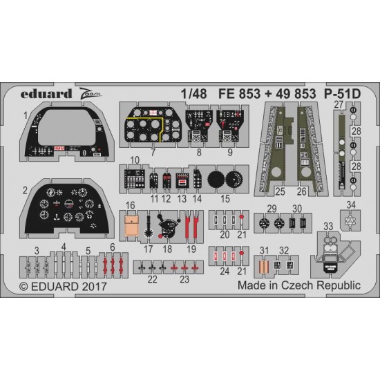 1/48 North American P-51D Mustang Interior Detail Set 2 for Airfix kit