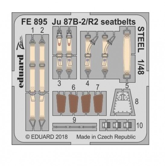 1/48 Junkers Ju 87B-2/R2 Seatbelts STEEL Detail set for Airfix kits