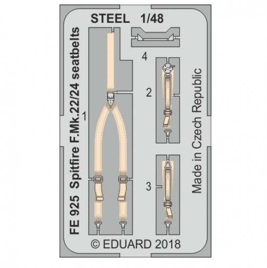 1/48 Spitfire F.Mk.22/24 Seatbelts STEEL Detail-up set for Airfix kits