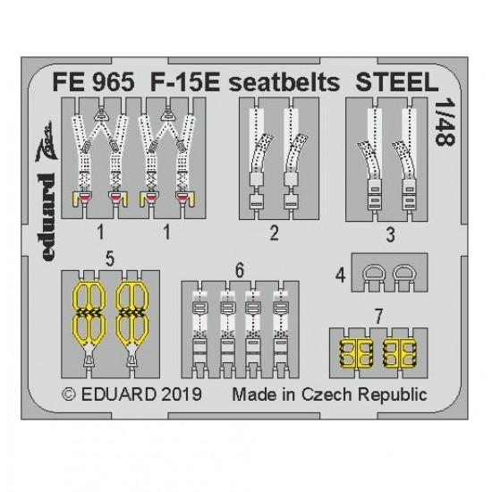 1/48 McDonnell Douglas F-15E Strike Eagle Seatbelts STEEL Set for Great Wall Hobby kits