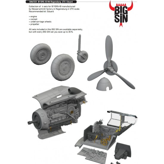 1/72 Messerschmitt Bf 109G-10 Mtt Regensburg Super Detail Set for Eduard kits