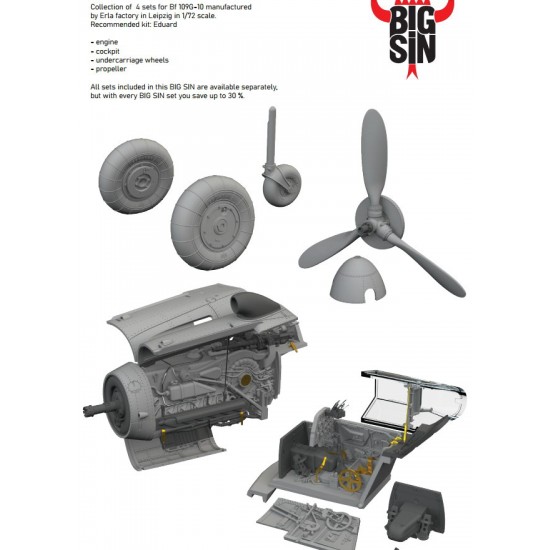 1/72 Messerschmitt Bf 109G-10 Erla Super Detail Set for Eduard kits