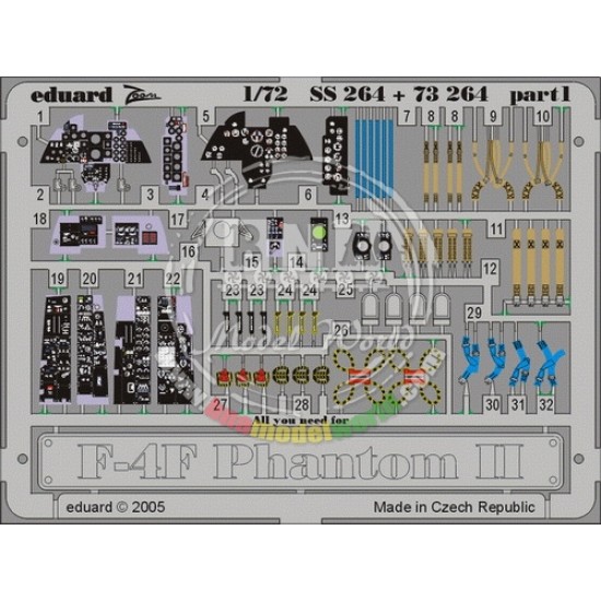 1/72 McDonnell F-4F Phantom II Colour Photoetch Set Vol.2 for Hasegawa kit