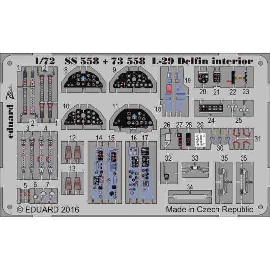 1/72 Aero L-29 Delfin Interior Detail Set for AMK #86001 kit (1 Photo-Etched Sheet)   