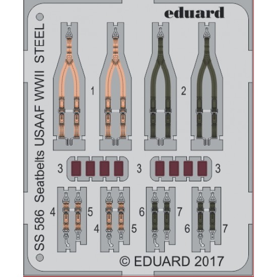 1/72 WWII USAAF Seatbelts (Steel, 1 Photo-Etched Sheet)