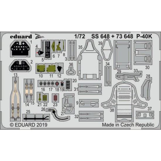 1/72 Curtiss P-40K Warhawk Detail set for Special Hobby kits