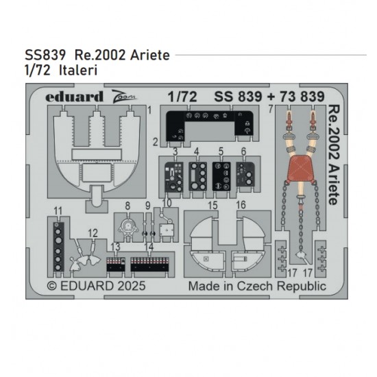 1/72 Reggiane Re.2002 Ariete Interior Detail Set for Italeri kits