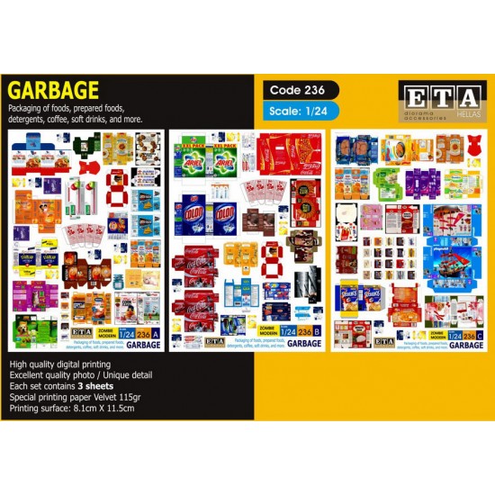 1/24 Garbage Packaging of Foods, Prepared Foods (3 sheets)