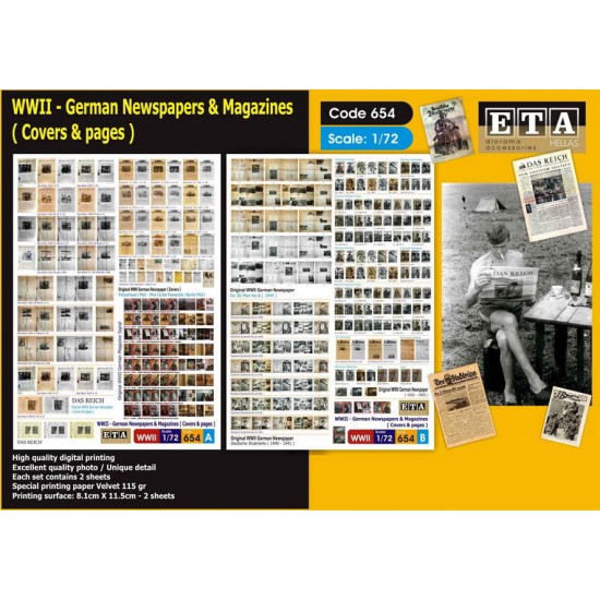 1/72 1/76 WWII German Newspapers and Magazines (2 sheets)