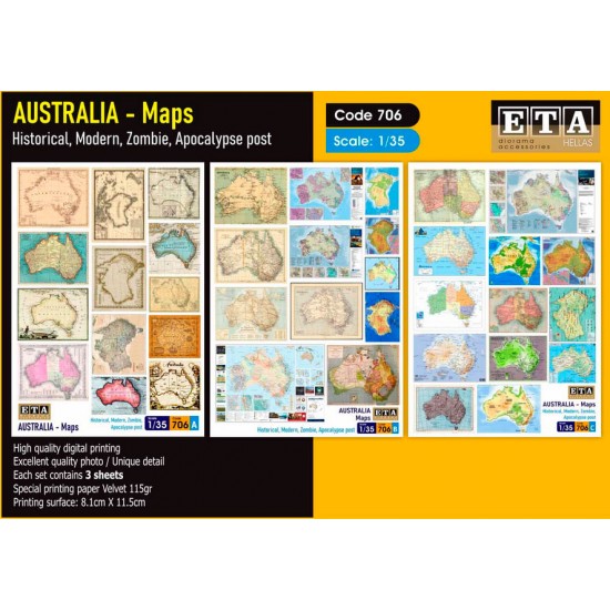 1/35 Historical and Modern Australian Maps (3 sheets)