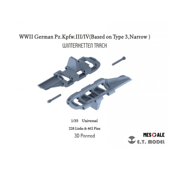 1/35 WWII German Pz.Kpfw.III/IV (Based on Type 3, Narrow) WinterKetten Track (3D Printed)