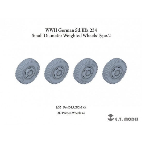 1/35 WWII German Sd.Kfz.234 Small Diameter Weighted Wheels Type.2 for Dragon kits