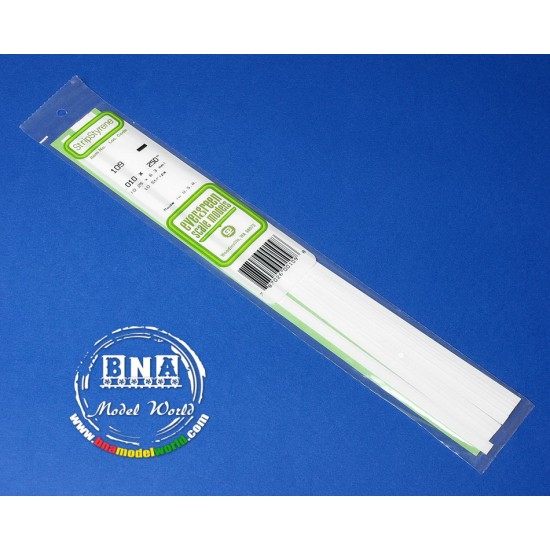 White Styrene Strip 0.25mm x 6.3mm (.01"x.25") 10pcs Length: 35cm (14")