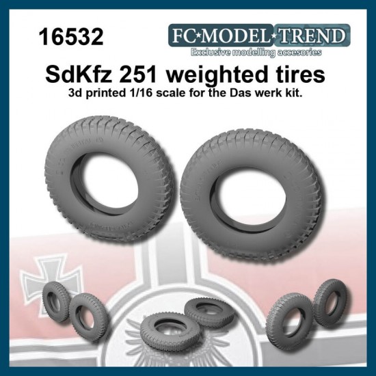 1/16 Sdkfz 251 Weighted Tyres for Das Werk kit