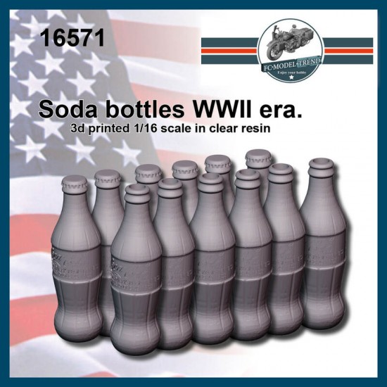 1/16 WWII Soda Bottles (clear resin) 3D Printed Kits