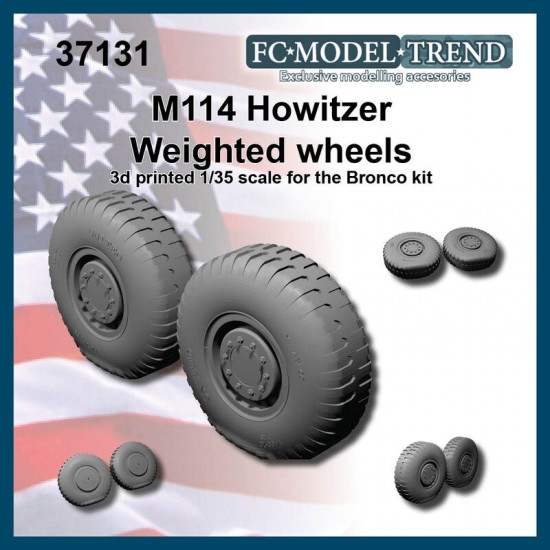 1/35 M114 Howitzer Weighted Wheels for Bronco kits