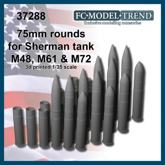 1/35 75mm Rounds for Sherman Tank M48, M61, M72