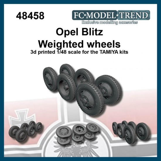 1/48 Opel Blitz Weighted Wheels for Tamiya kits