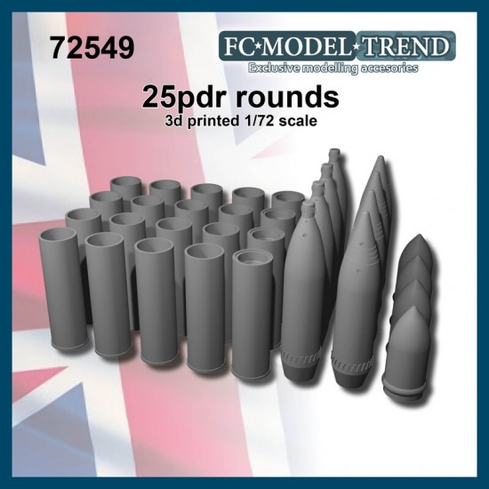 1/72 25Pdr Rounds for QR Ordnance Howitzer