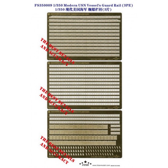 1/350 Modern USN Vessel's Guard Rail (3 Photo-Etched Sheets)