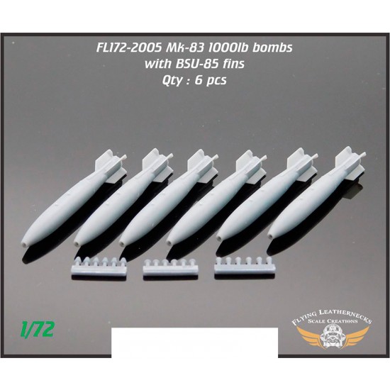 1/72 Mk-83 1000lb Bomb with BSU-85 Fin (6 bombs)