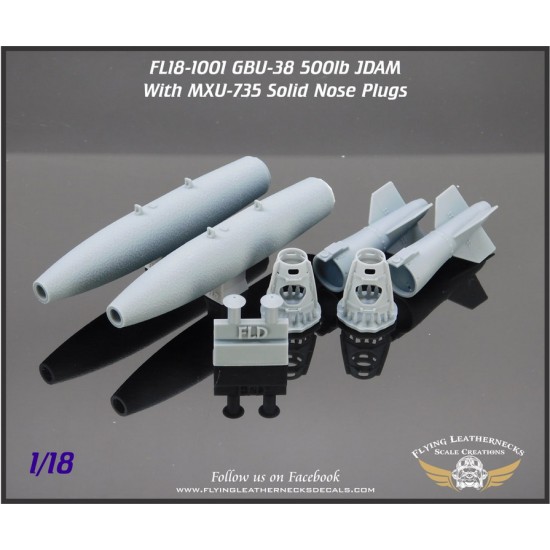 1/18 GBU-38 500lb JDAM with MXU-735 Solid Nose Plug TP (2 Bombs) for Hobbyboss AV-8B