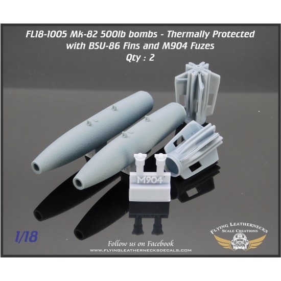 1/18 Mk-82 500lb Bomb with BSU-86 fin, M904 fuze TP (2 Bombs)