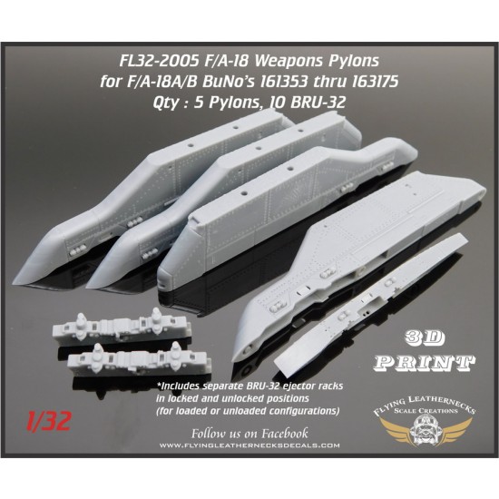 1/32 1001/1021 Pylons for F/A-18A/B BuNo 161353 thru 163175