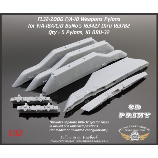 1/32 1003/1027 Pylons for F/A-18A/C/D BuNo 163427 thru 163782