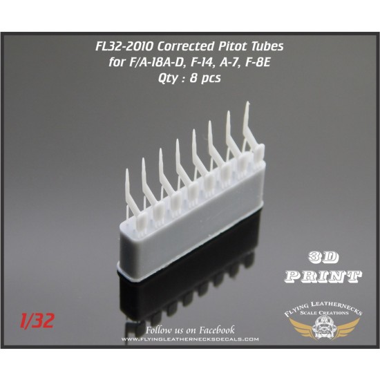 1/32 Corrected Pitot Tubes for F/A-18A-D, F-14A/B/D, A-7D/E, F-8E