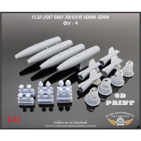 1/32 GBU-38 500lb JDAM (4pcs) Slick Mk-82/BLU-111 Bombs, KMU-572